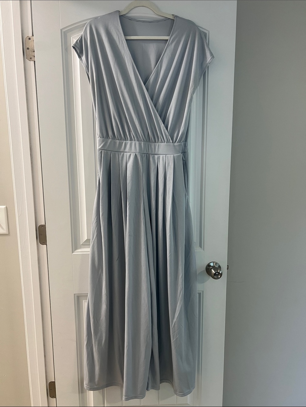 HALARA Light Blue Wrap-Style Maxi Dress